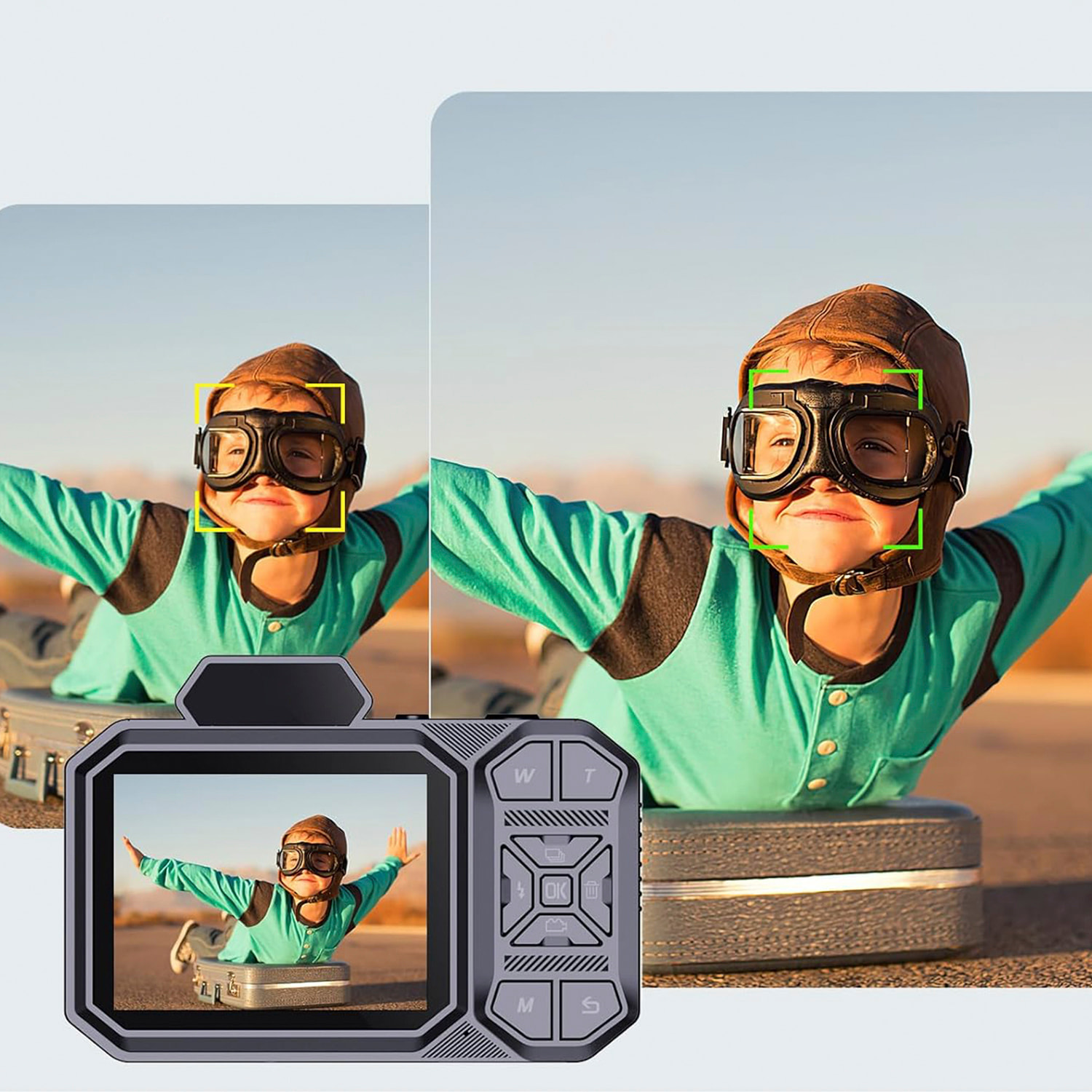 Fotocamera digitale per bambini D52, foto da 48mpx e video 4K, funzioni avanzate. Schermo da 2,8'', zoom digitale 18x, flash.