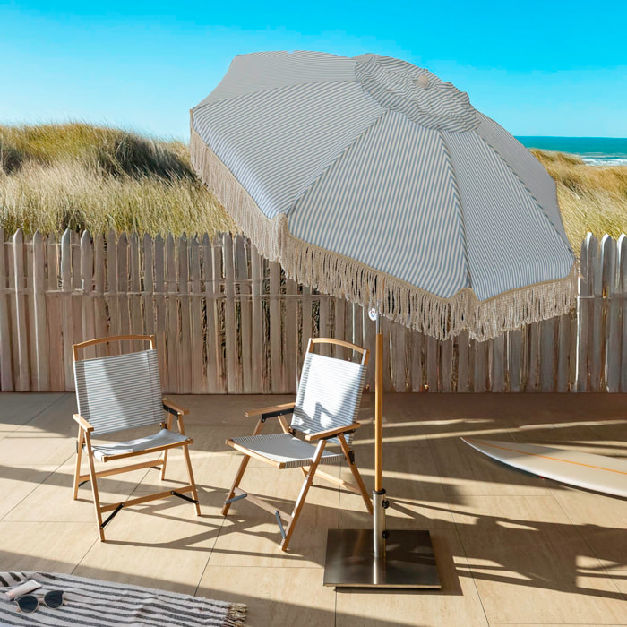 Chaise de plage en toile bleu à rayures PLAYA