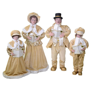 set di 4 pupazzi famiglia cantori in tessuto oro cm34x22h95