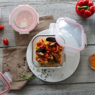 Boîte hermétique carré 310ml en verre CLEMENTINE