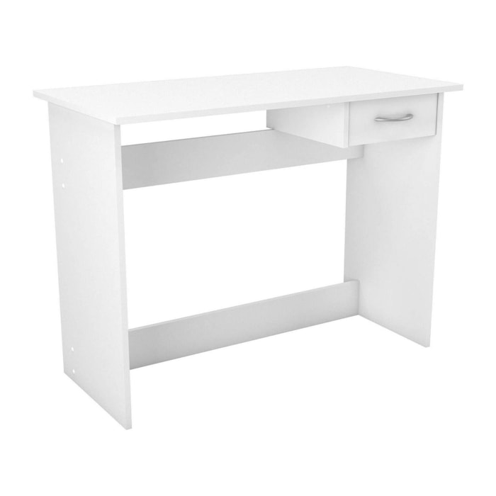 Scrivania Bargagli, Scrittoio multiuso, Tavolo per ufficio porta PC, Piano di lavoro, 101x49 h76 cm, Bianco opaco