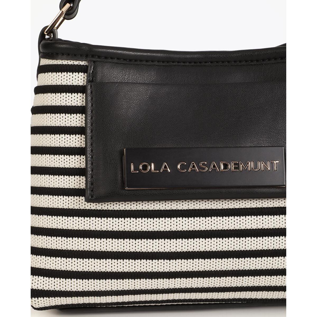 Borsa a tracolla in tessuto a righe abbinato ad effetto pelle