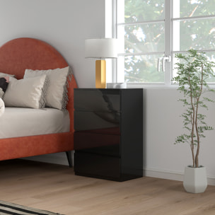 Cómoda con 4 Cajones Cómoda de Dormitorio Moderna con Diseño Anti-vuelco Cajonera para Salón Pasillo 55x34x80 cm Negro Brillo