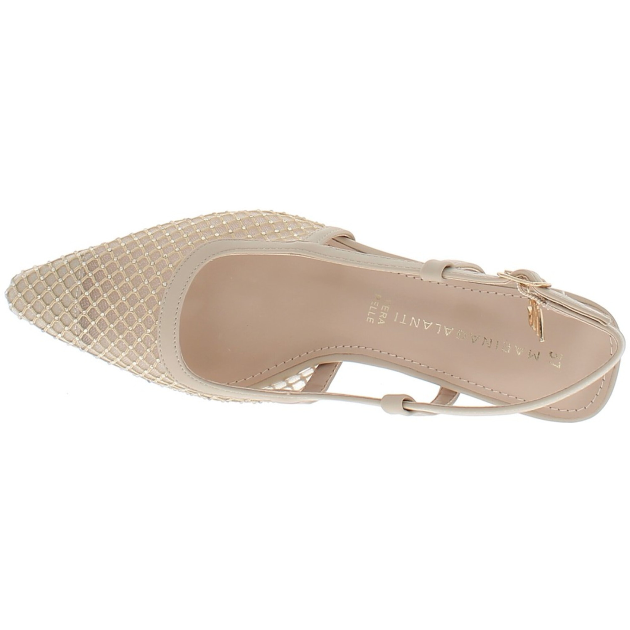 Marina Galanti Scarpe Donna Strass Decollete Slingback Heeled 60 MG 1A121 Beige