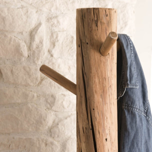 SANDY - Porte-manteau marron naturel bois Pin recyclé