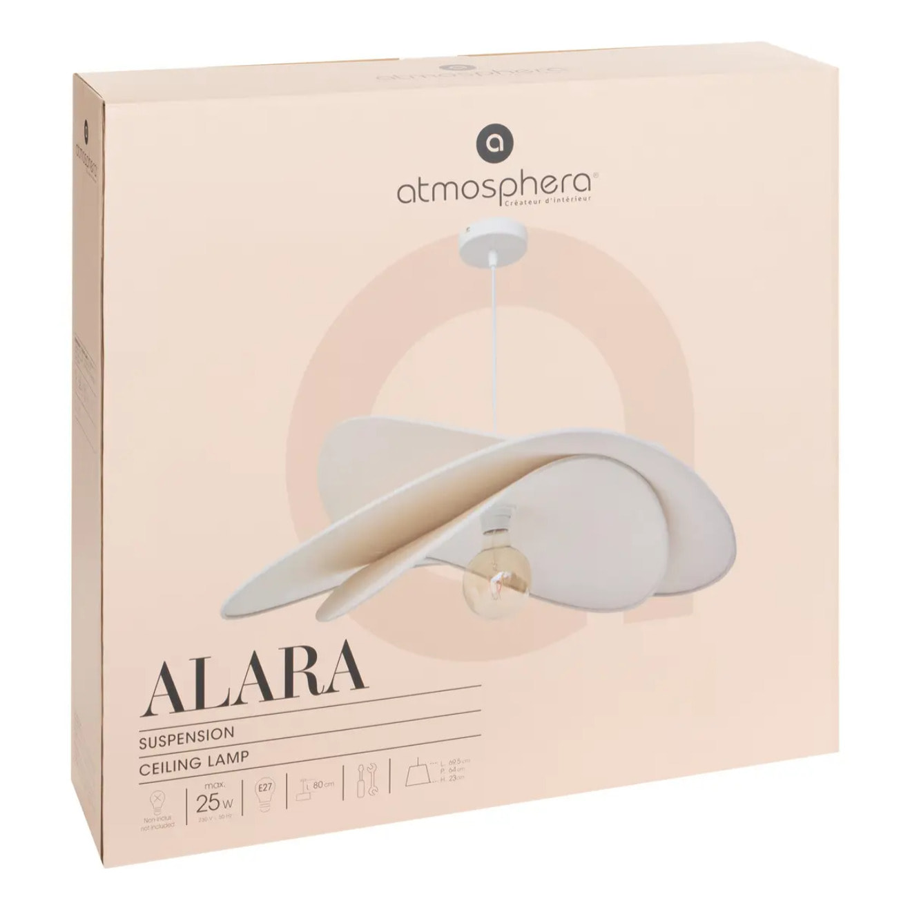 Suspension Alara beige lin D69cm