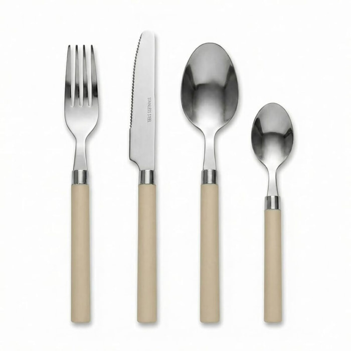 Set 24 Posate in Acciaio Inox 18/10, lavabile in lavastoviglie, design materico, Intrecci