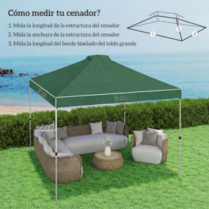 Toldo de Pérgola de Recambio 3x3 m Techo de Repuesto para Carpa Plegable de Jardín de Tela Oxford 210D con 8 Orificios de Drenaje y Doble Ventilación Protección UV 50+ SOLO TOLDO Verde