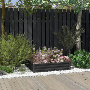 Carré potager de jardin dim. 120L x 120l x 30H cm tôle d'acier ondulée gris