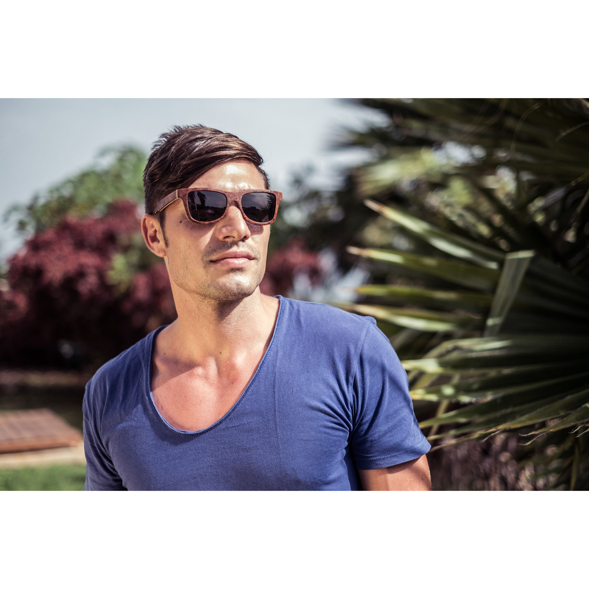 Gafas de sol KAU WASHINGTON - De madera de secoya quemada con patillas negras y / Ahumada