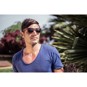 Gafas de sol KAU WASHINGTON - De madera de secoya quemada con patillas negras y / Ahumada