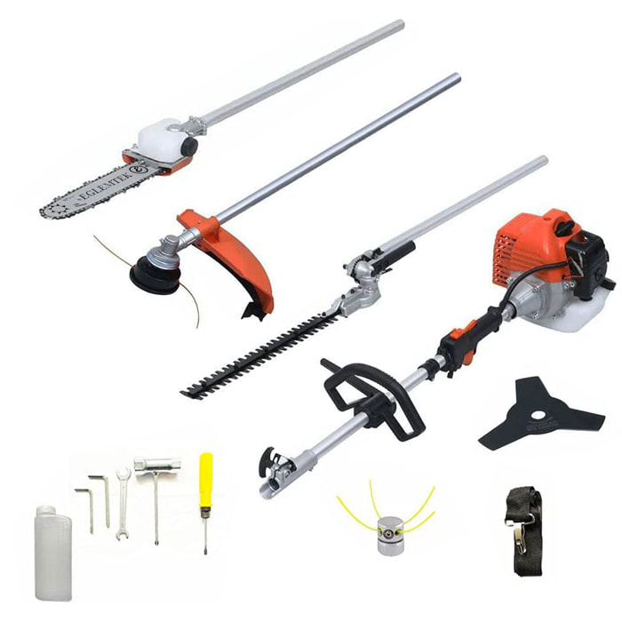 Decespugliatore A Scoppio Benzina 52 cc 4 in 1 Multifunzione Tagliasiepi Troncarami Motosega Tagliabordi Per Uso Domestico Professionale Potatura