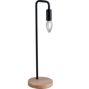 Lampada da tavolo SUSHI in metallo nero con base in legno