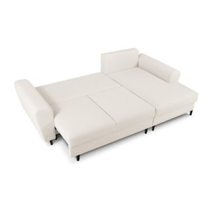 Canapé d'angle droit convertible avec coffre de rangement "Kyoto" 4 places en bouclé beige