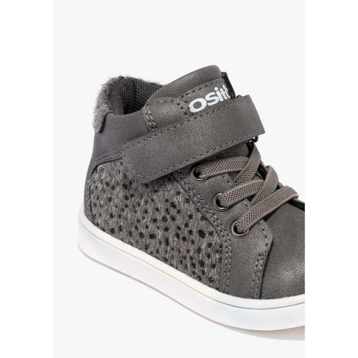 Sneakers alte per neonati con stampa animalier in