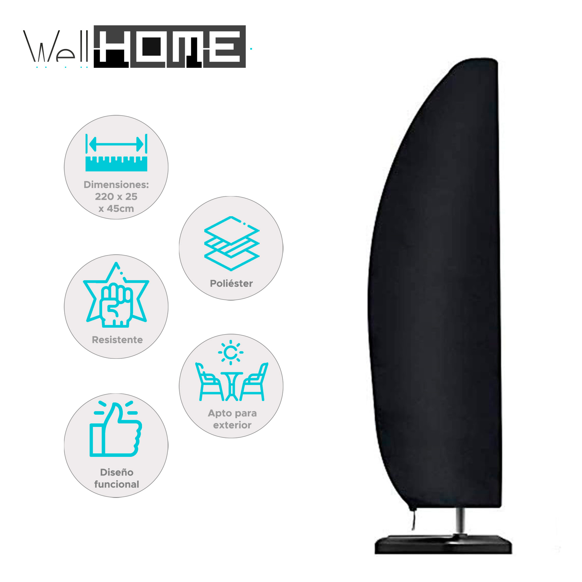 Protector para Sombrilla de Poste Libre 22x25x45cm - Funda Resistente al Agua y Protección UV 30+