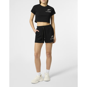 PLEIN SPORT Ribbed Loose Fit Shorts Scratch