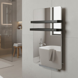 Radiateur sèche-serviette Verre Miroir 500w soufflerie 900w