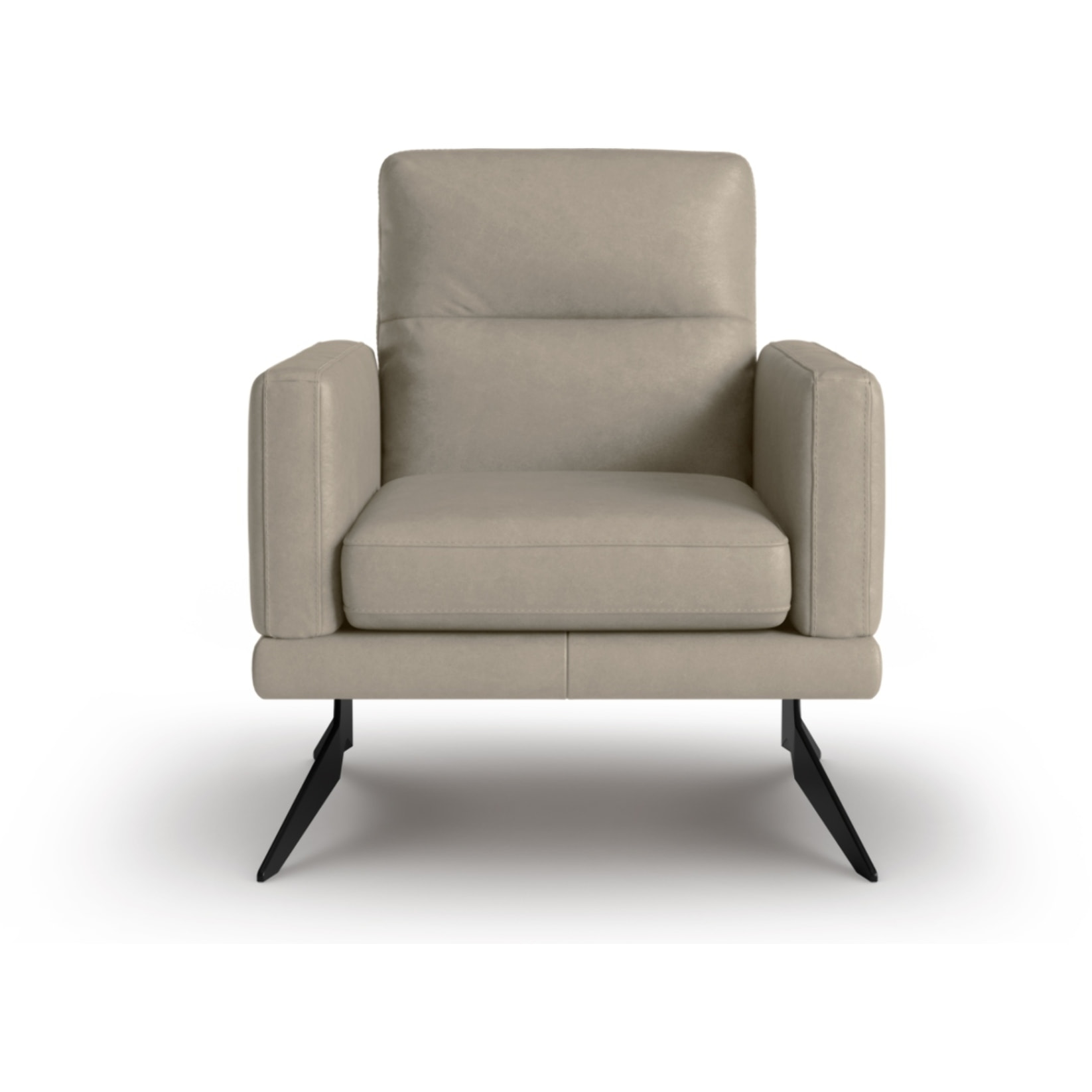 Fauteuil "Ange" en cuir véritable gris clair