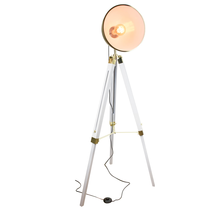Lampadaire Industriel Dore Trepied Blanc