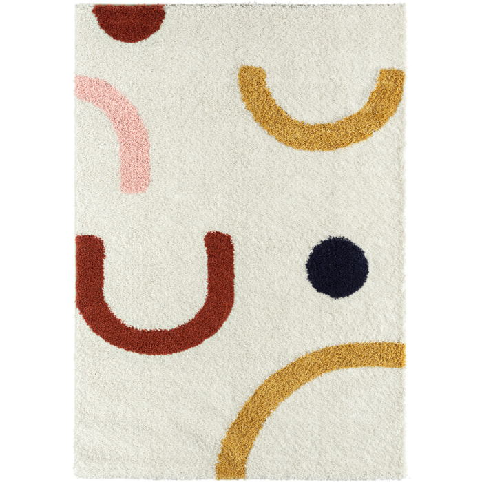 Aquarelle - tapis enfant en laine artificielle à motif ludique multicolore