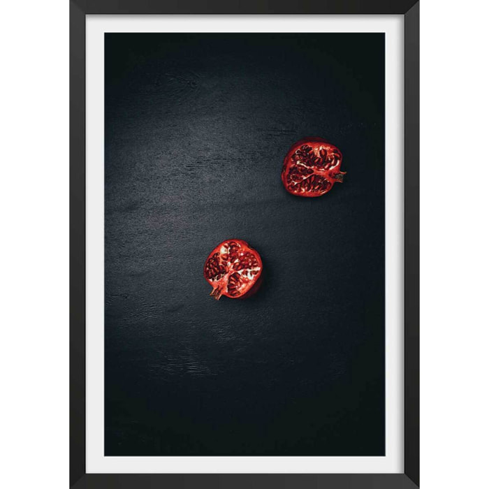 Affiche collection grenade coupée Affiche + cadre en bois - Noir