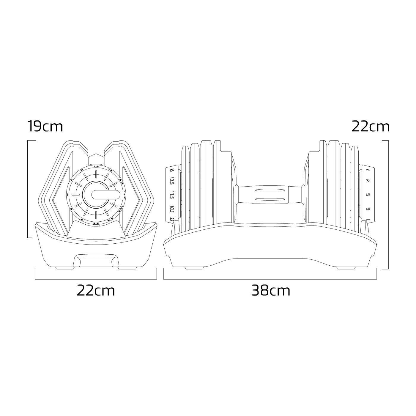 OTTERPAK - Manubrio a carico variabile regolabile da 1,5 a 15 kg