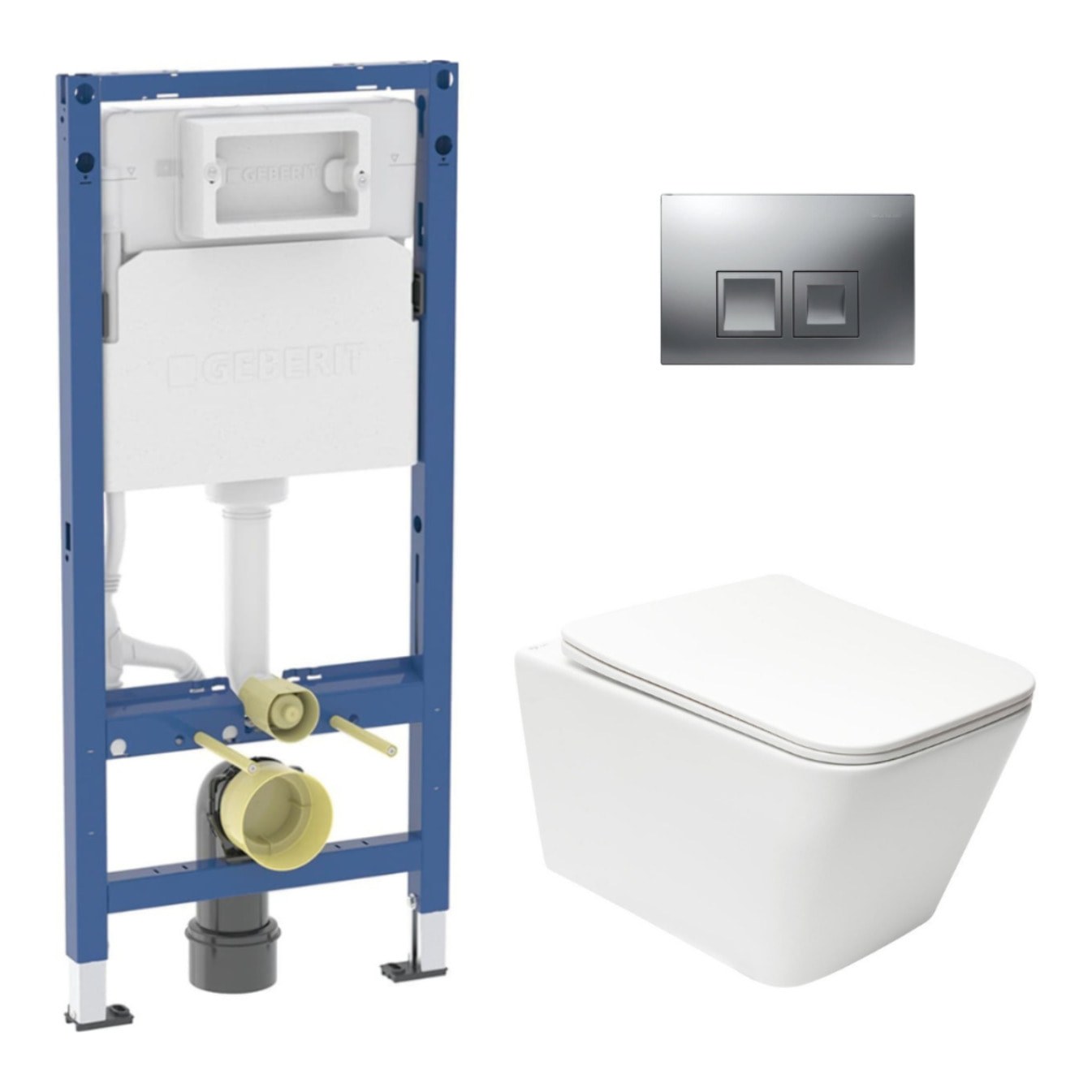 Duofix pack WC bâti + WC suspendu sans bride Swiss Aqua Technologies avec abattant SoftClose + plaque (GEBSTINFWR02MAN-FR)