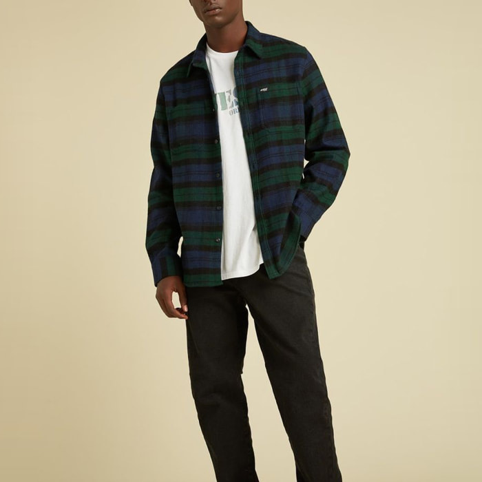 Chemise Smith - coupe slim - 100% coton - à carreaux - vert et bleu