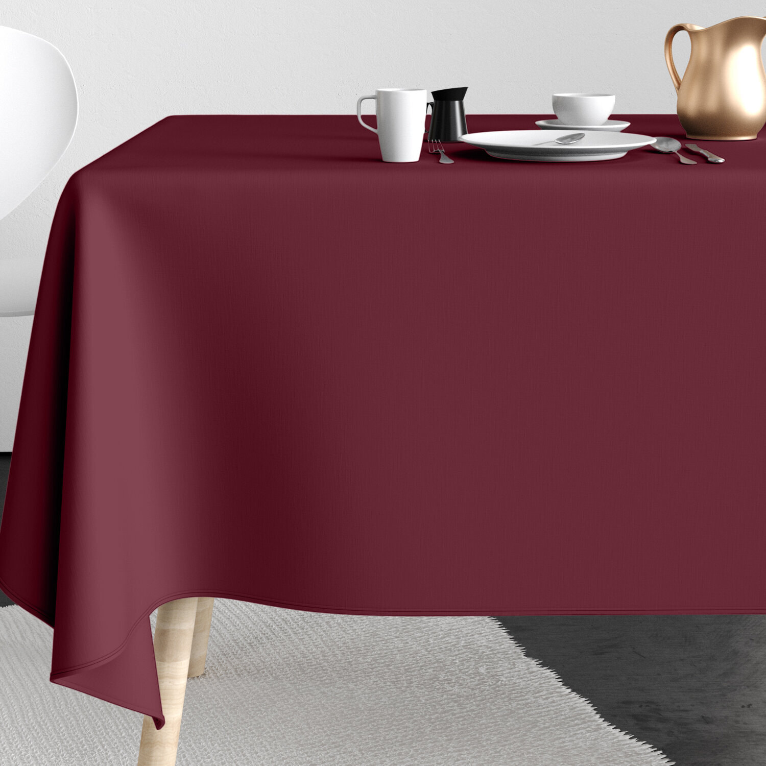Nappe imprimée Coton Anti Tache Aubergine