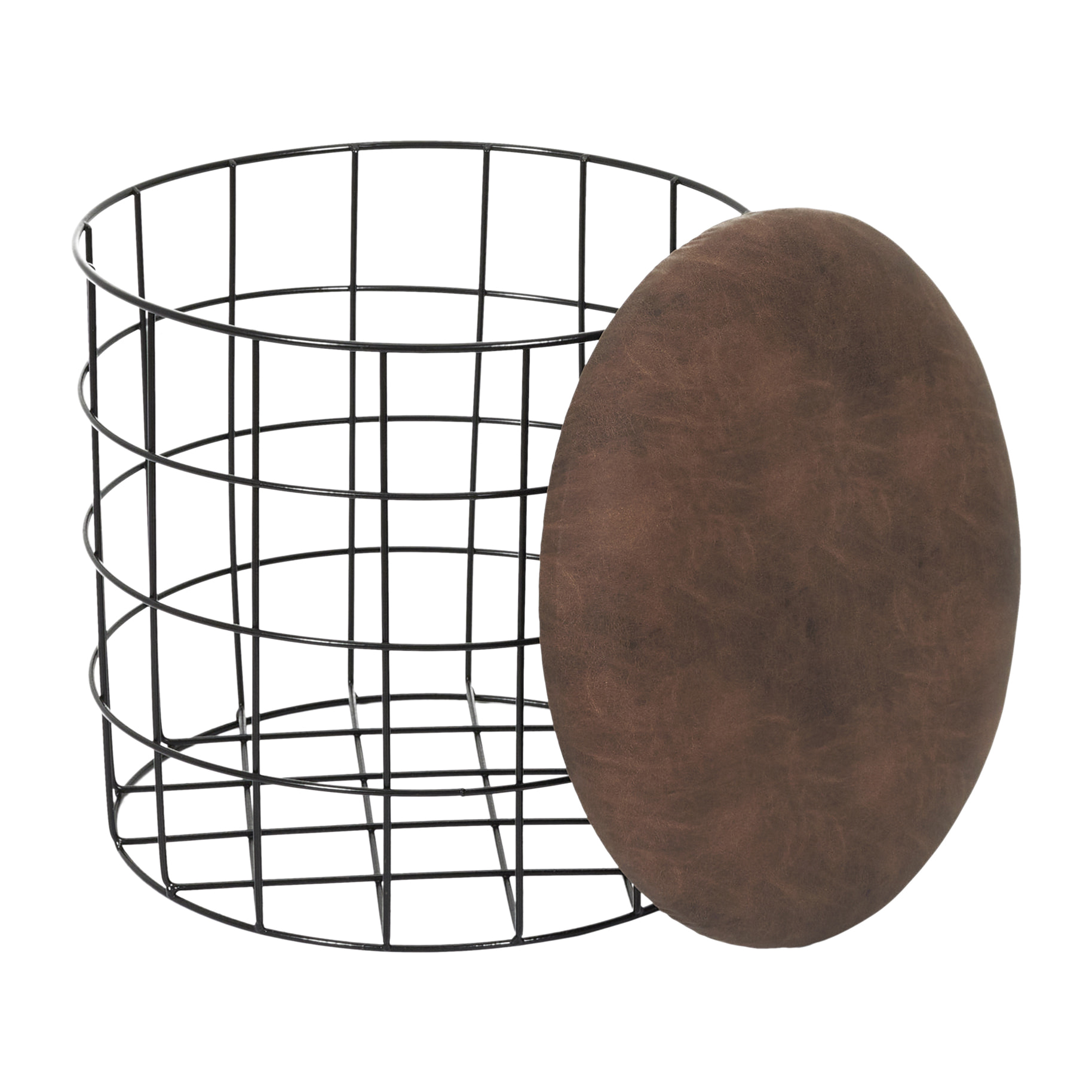Pouf Gigogne Pu Marron X2