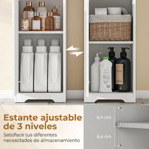 Armario de Baño Alto, Mueble Auxiliar de Baño Estrecho con Cajón, Diseño Acanalado, Estante Ajustable, Estantes Abiertos, para Espacios Pequeños, 33x30x172 cm, Blanco