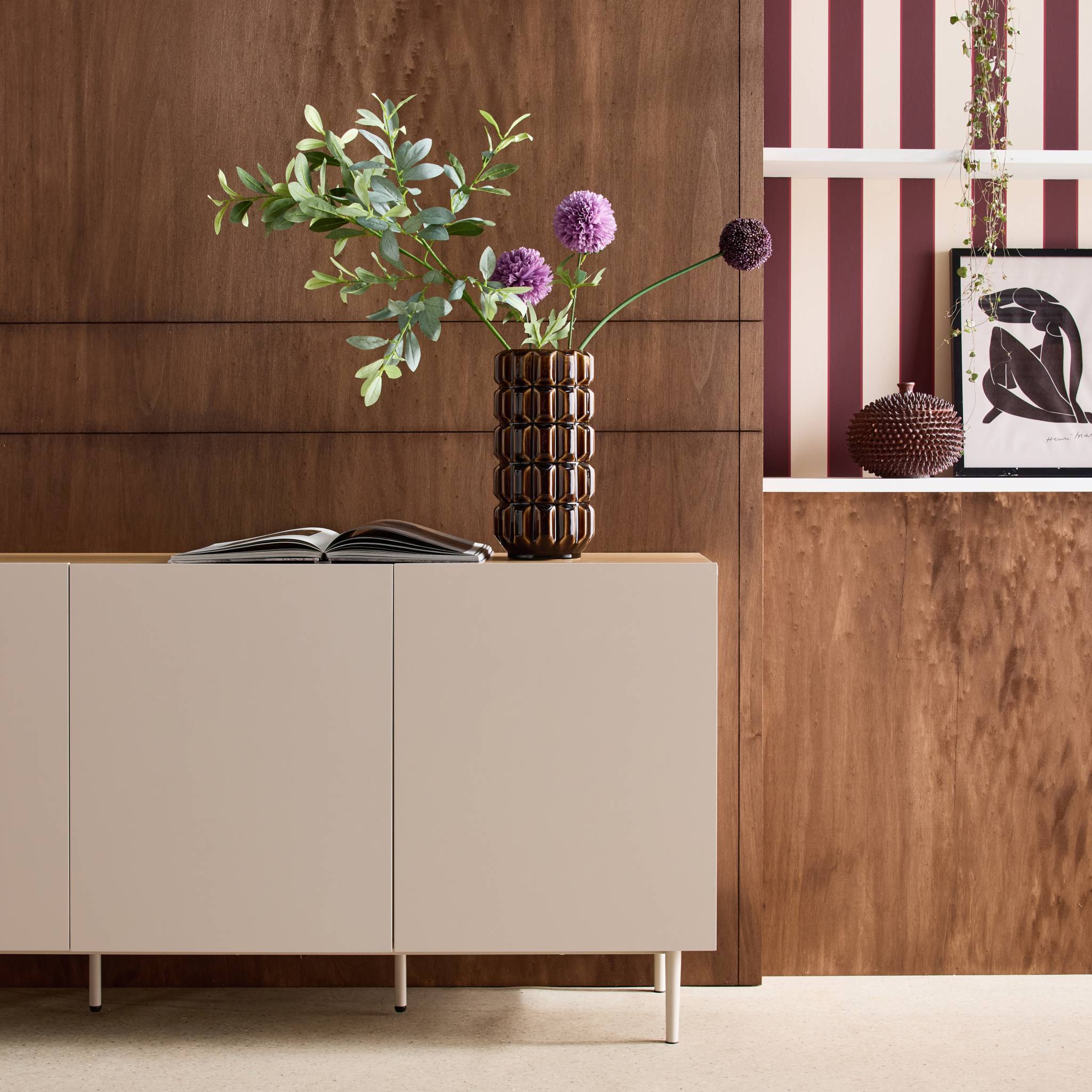 Buffet métal et décor bois 3 portes 150cm ASHTON