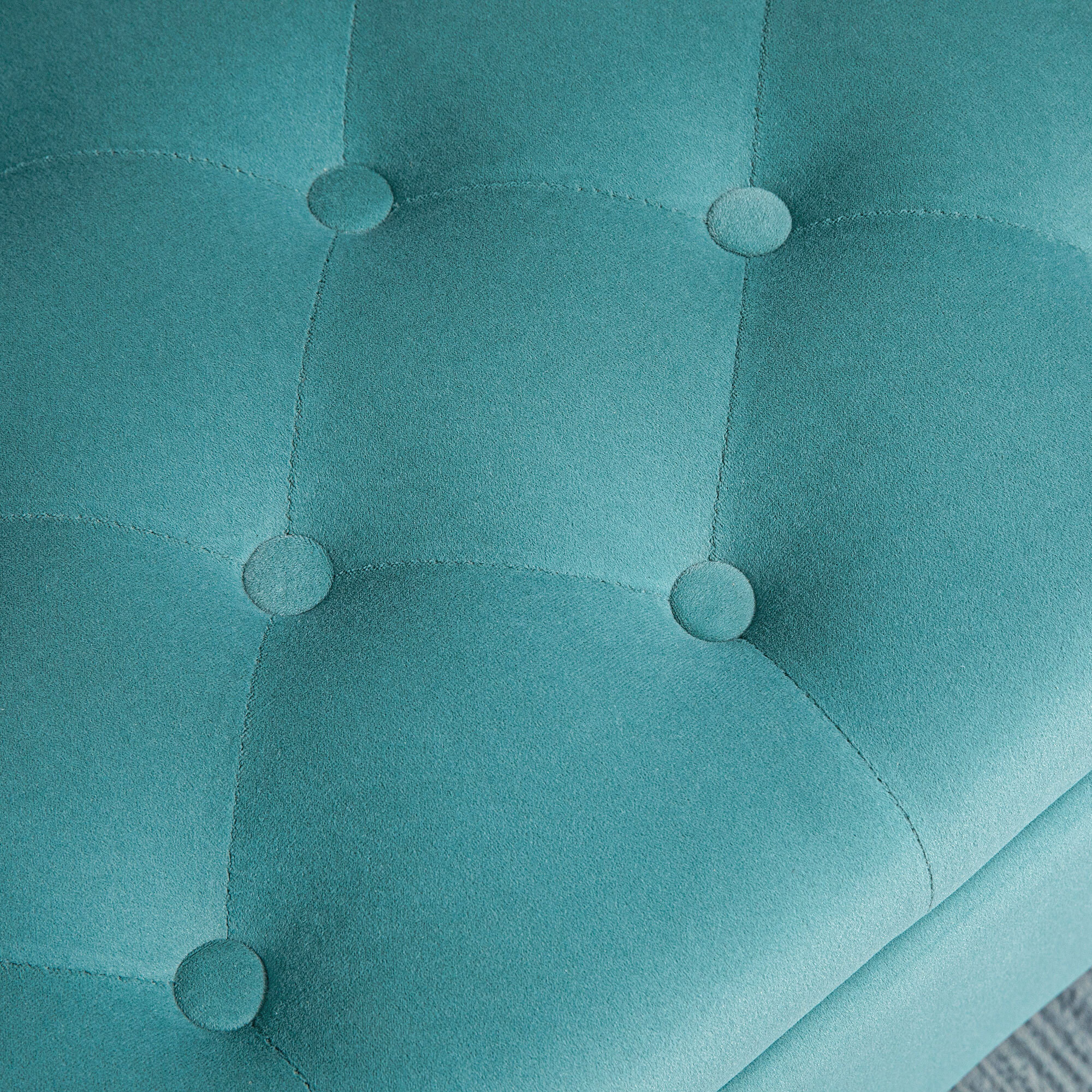 Banc coffre banquette coffre de rangement velours dim. 126 x 48,5 x 57 cm piètement bois hévéa noir turquoise