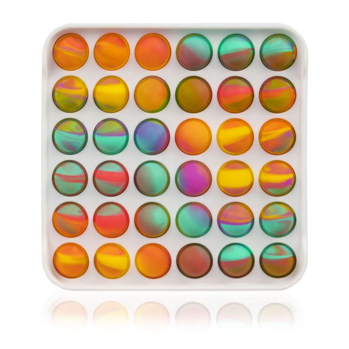 Bubble Pop It Giocattolo antistress rigido, bolle di silicone da spremere e premere. Design del telaio rigido quadrato.