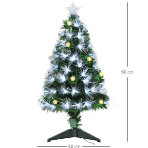 Sapin de Noël artificiel lumineux fibre optique LED 90 cm