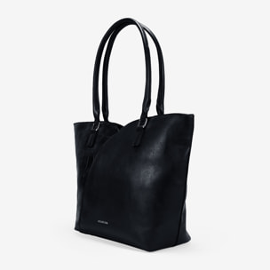 Bolso de hombro negro con efecto cocodrilo