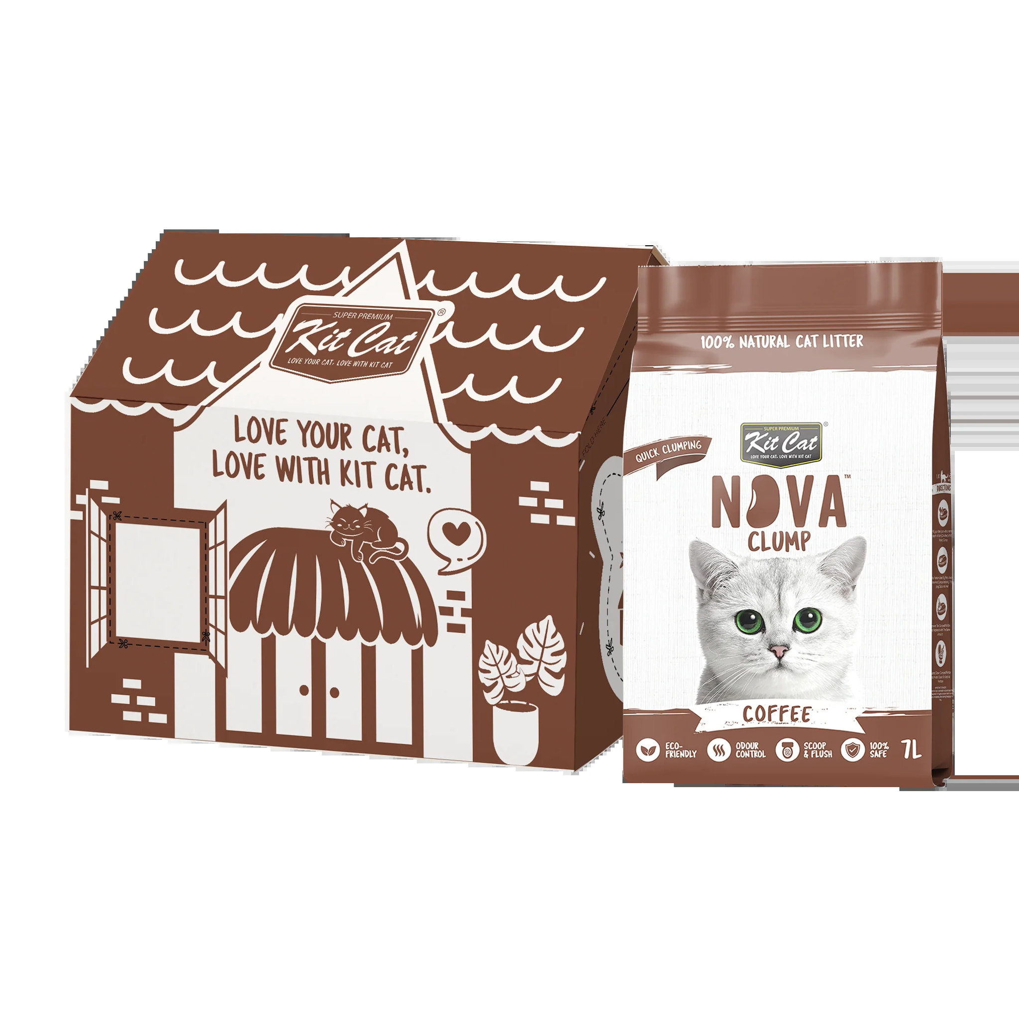 Kit Cat Arena Eco Nova - Coffee 7 L Arena para gatos
