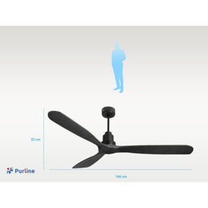 Ventilador de techo Reversible Termostato Wifi Motor DC Techos Inclinados Mando a Distancia Hypersilence Memoria FullWood FernandoD166C0464605 PURLINE