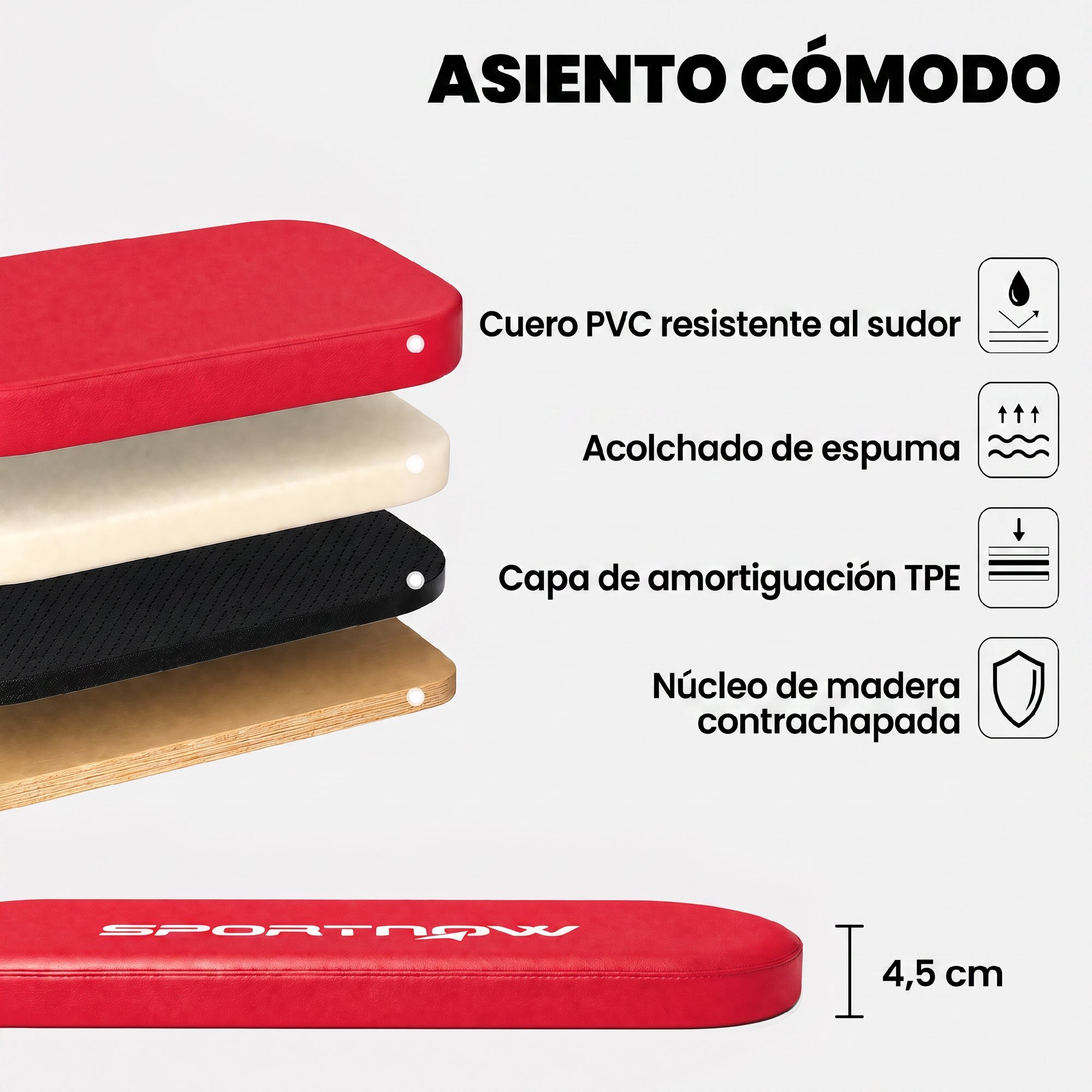 Banco de Musculación Plegable, Banco de Pesas, Respaldo Ajustable en 3 Niveles, Plano/Inclinación/Declive, Extensión de Pierna y Bandas de Resistencia, para Entrenamiento en Casa Gimnasio