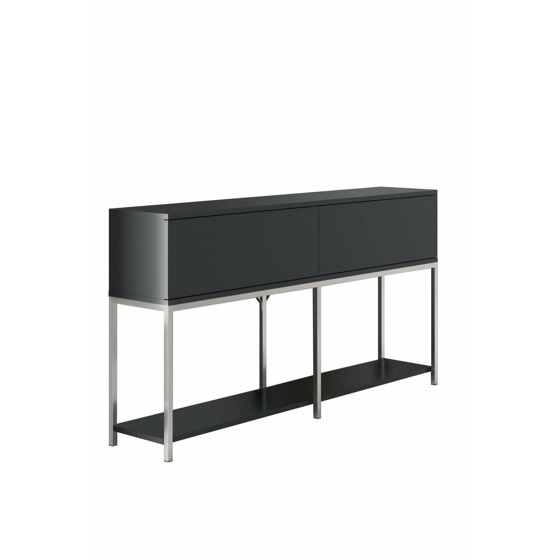 Credenza Djimsit, Buffet da soggiorno, Madia da salotto, Dispensa da cucina, 150x30h80 cm, Antracite e Argento