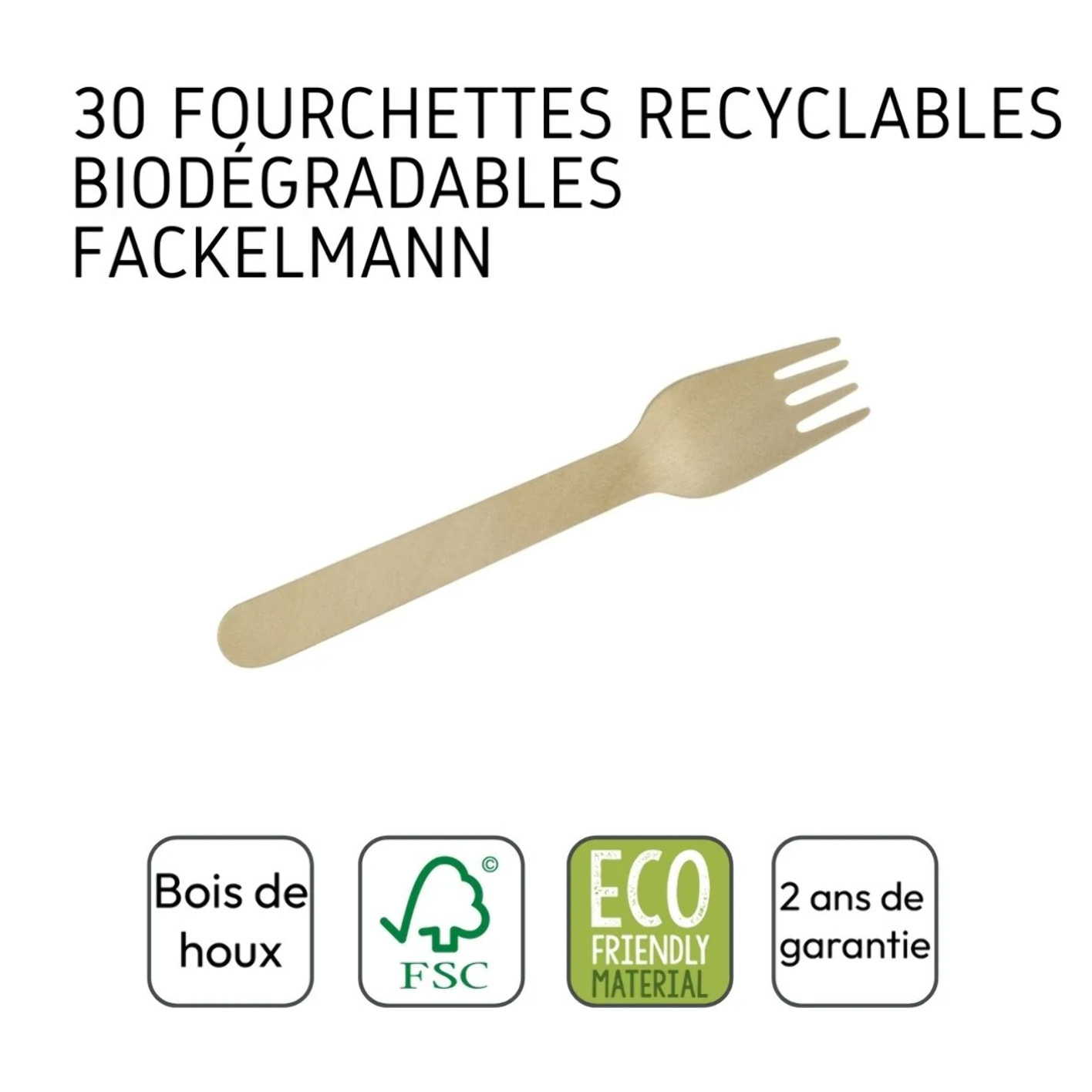 Set de 2 ustensiles de cuisine fourchette en bois Fackelmann Nature FSC
