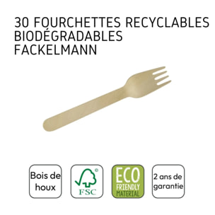 Set de 2 ustensiles de cuisine fourchette en bois Fackelmann Nature FSC
