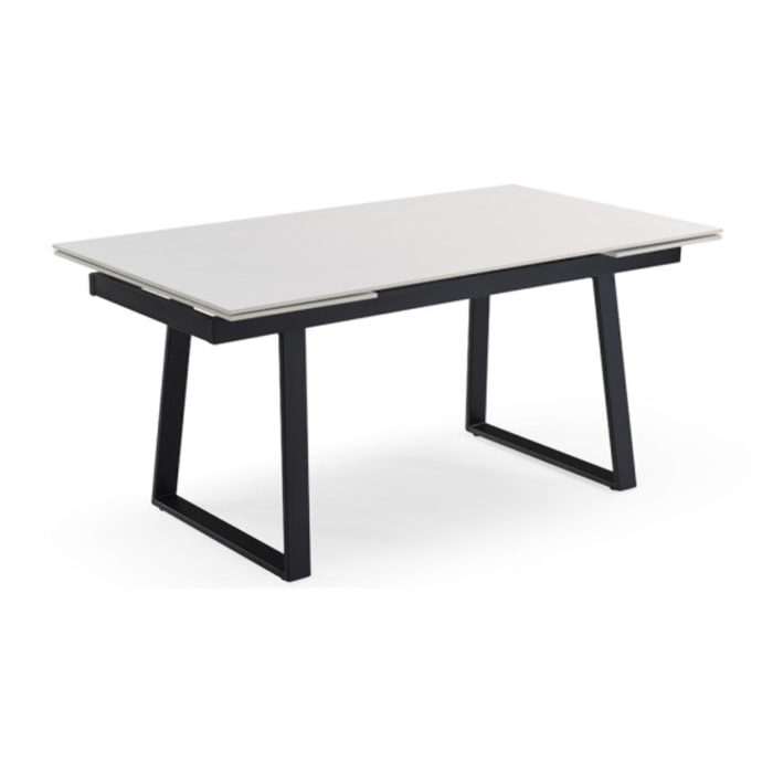 Table extensible céramique blanche 180/260 cm - 8 piètements - UNIK