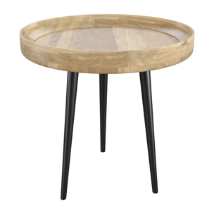 Table d'appoint ronde en bois de manguier clair D40 cm - Palak