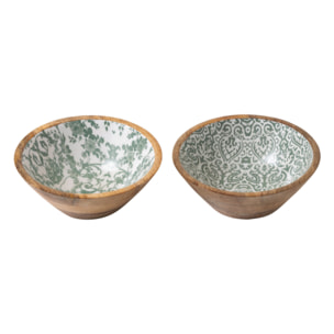 J-Line Bol - bois - vert/blanc - small - 2 pièces