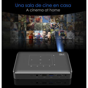 DAM Mini video proyector LED portátil P10-II, DLP. Android 9.0, WiFi, panel táctil. Batería recargable. Duplicación pantalla. Netflix, Youtube, etc. 16x9,8x2,8 Cm. Color: Negro