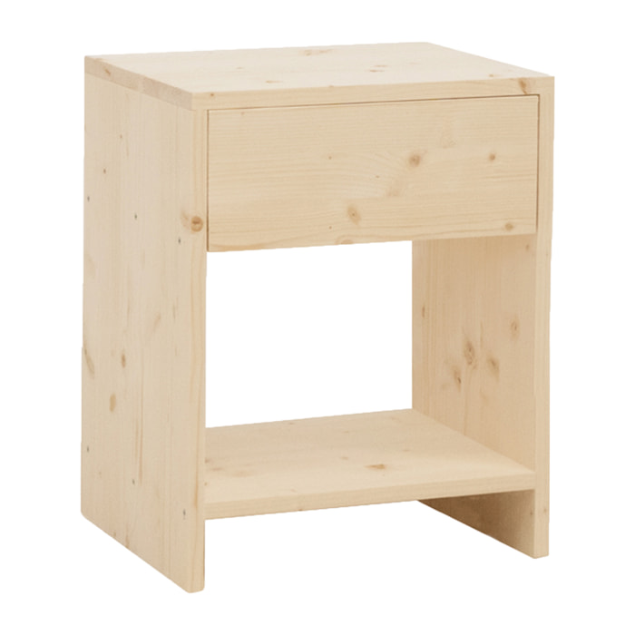 Table de chevet en bois massif avec un tiroir dans un ton naturel de 50x40cm Hauteur: 50 Longueur: 40 Largeur: 29.5