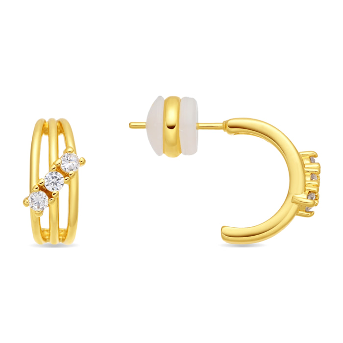 Pendientes de Circonita Brillante acabado en oro amarillo de 18k