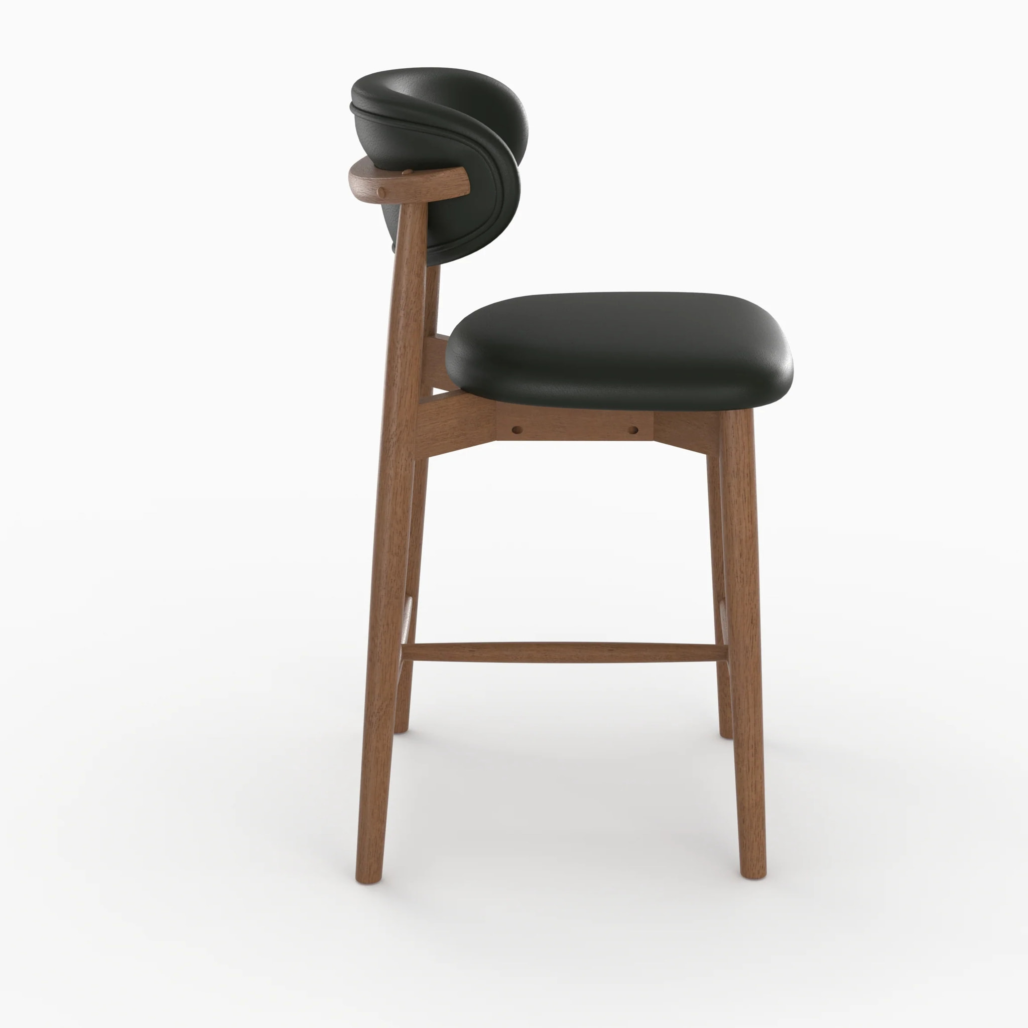 Lot de 2 chaises pour ilot central 64,5 cm en cuir synthétique noir - Yuna